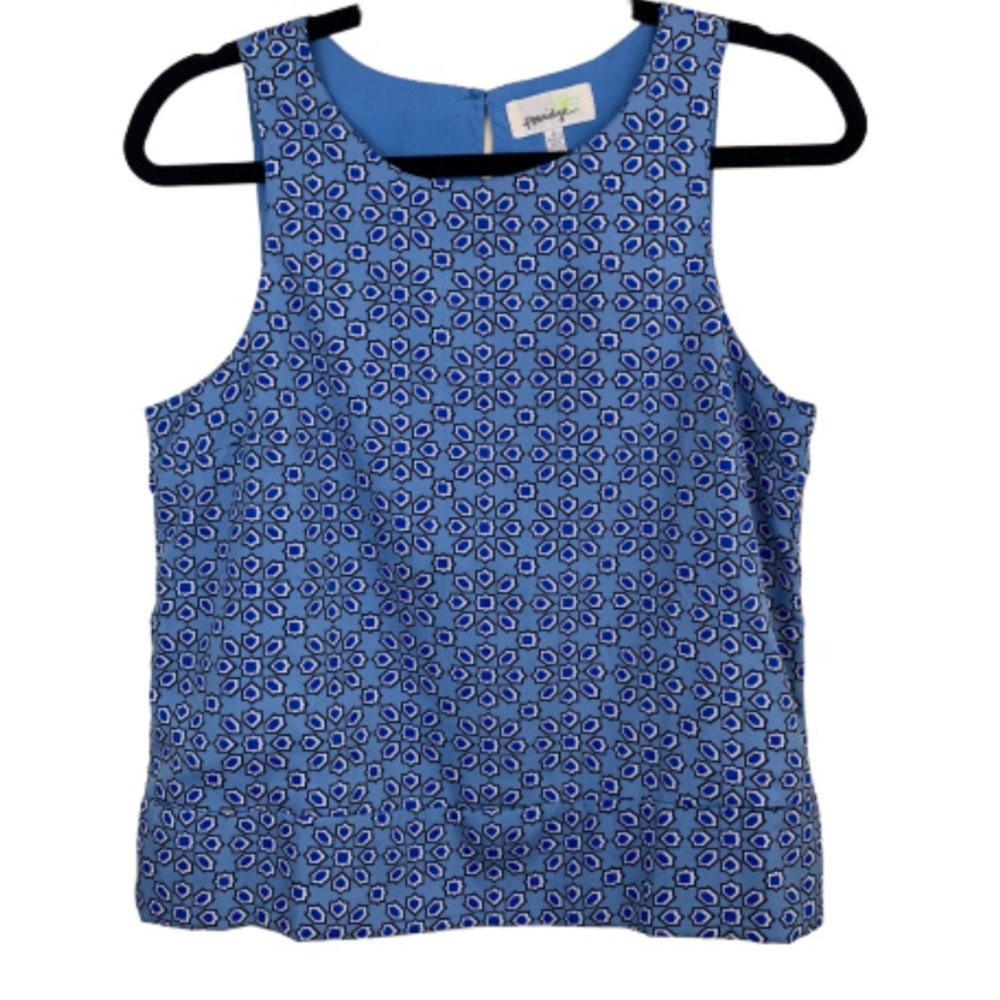 Anthropologie Porridge mosaic blue patterned tank